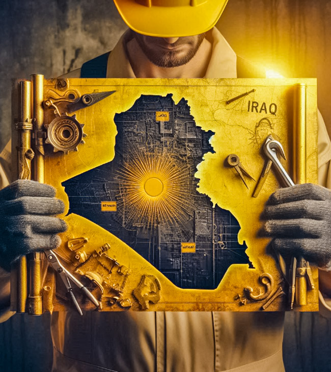 Engineer Holding Iraq Gold Map